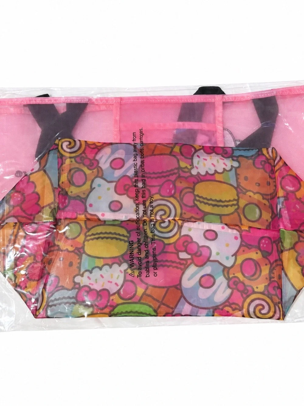 New Hello Kitty Pink Cafe Beach Bag Tote with Dessert Print
